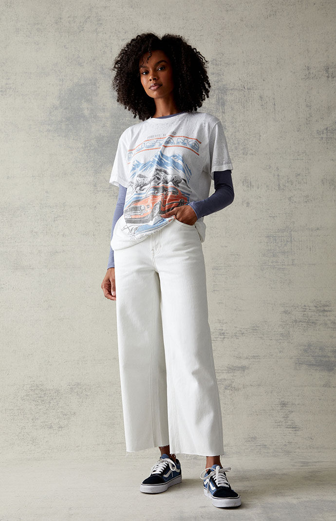 Pacsun Eco White Cropped Wide Leg Jeans | Pacsun