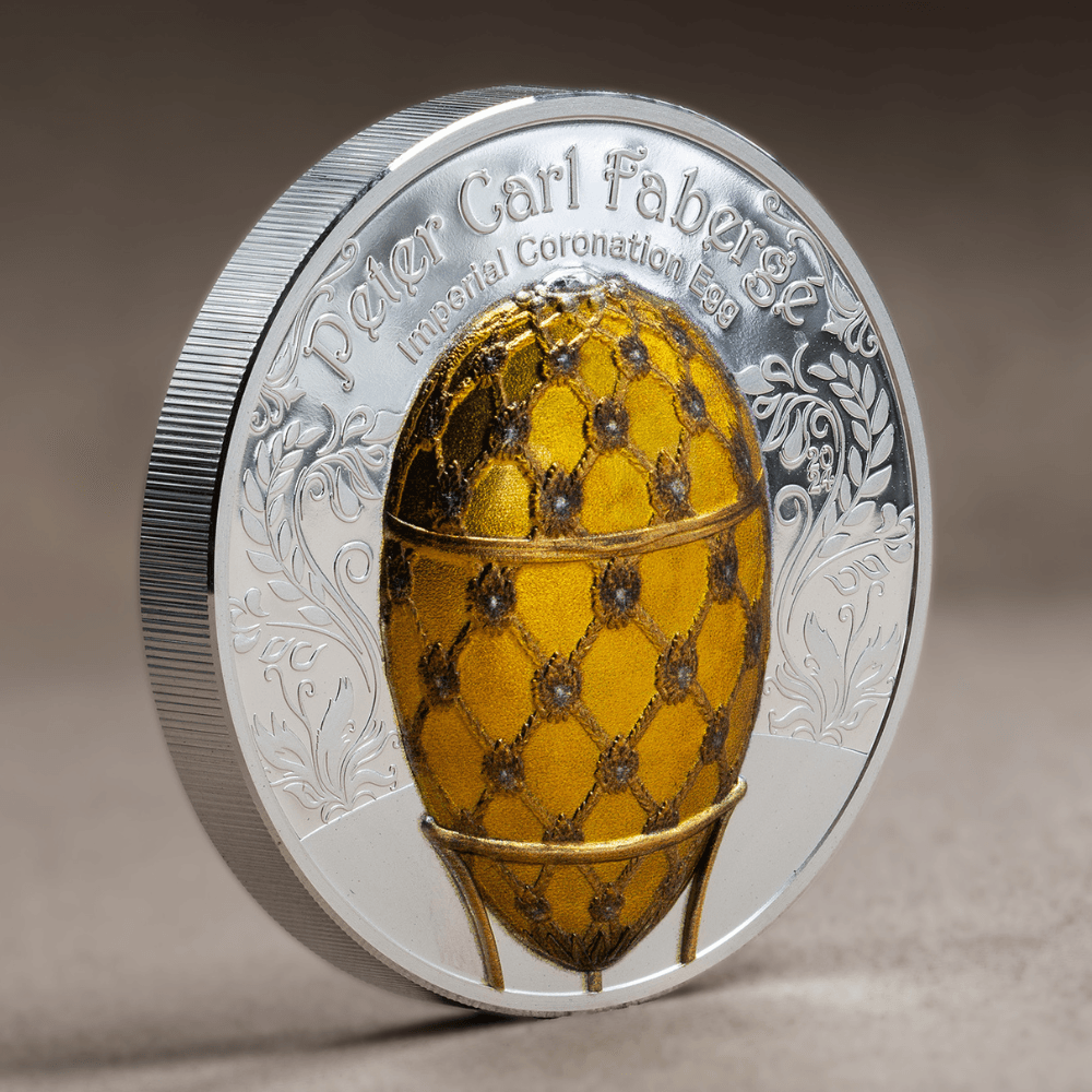 Faberge Egg-IMPERIAL CORONATION EGG 2 Oz Silver Coin 1000 Togrog
