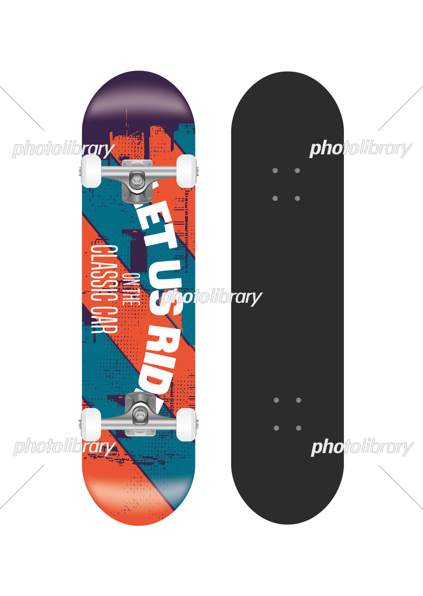 スケートボード テンプレートイラスト (背面グラフィックデザイン