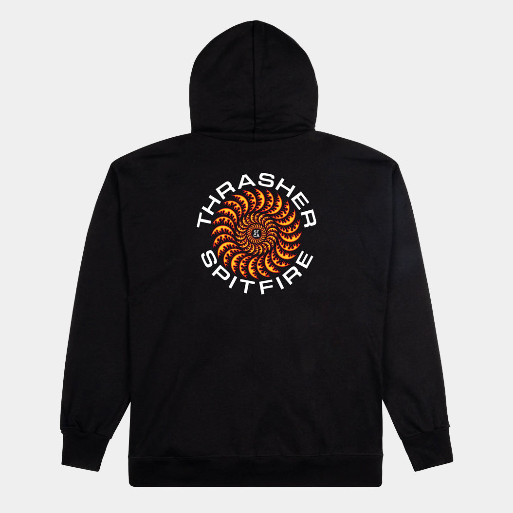 THRASHER X SPITFIRE - CLASSIC SWIRL HOODIE - BLACK - PLA Skateboarding