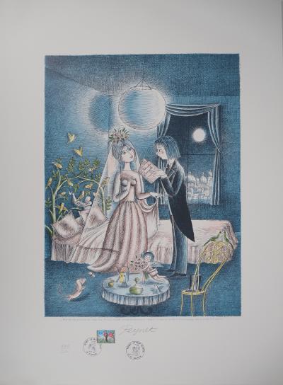 Raymond PEYNET - Lovers in the park, 1990 - Original lithograph