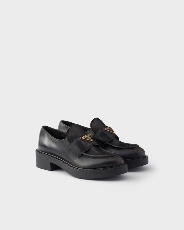 Cordovan Brushed Leather Loafers | PRADA