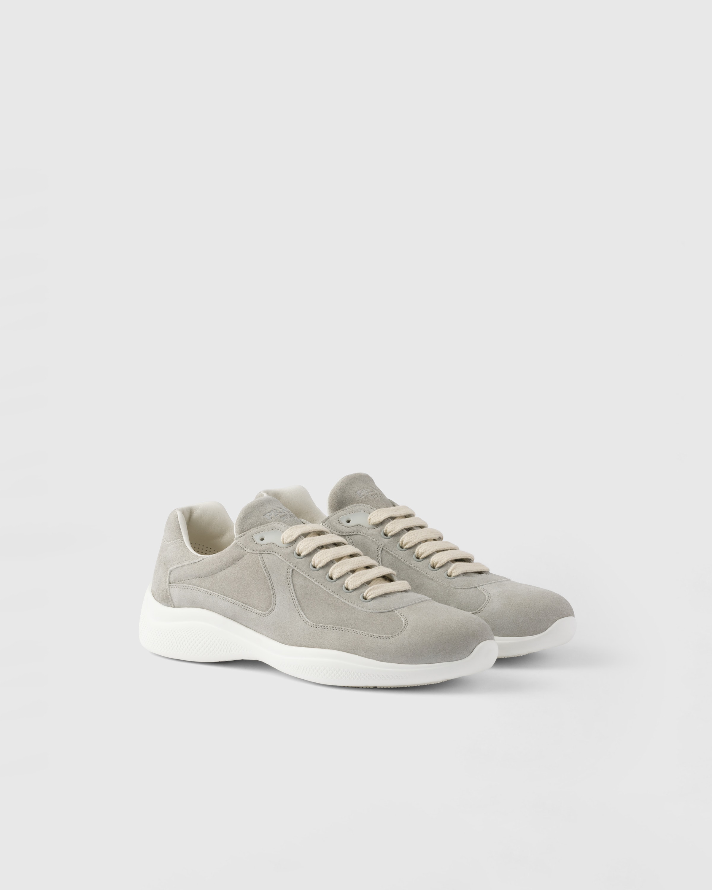 Grey Prada America's Cup Suede Sneakers | PRADA