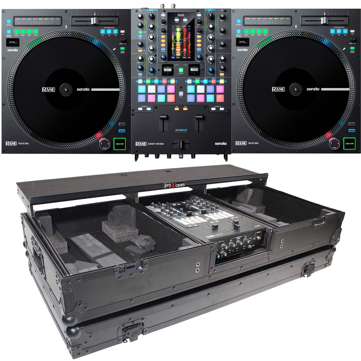 Rane Seventy-Two MKII 2-channel DJ Mixer, (2) Rane Twelve MKII