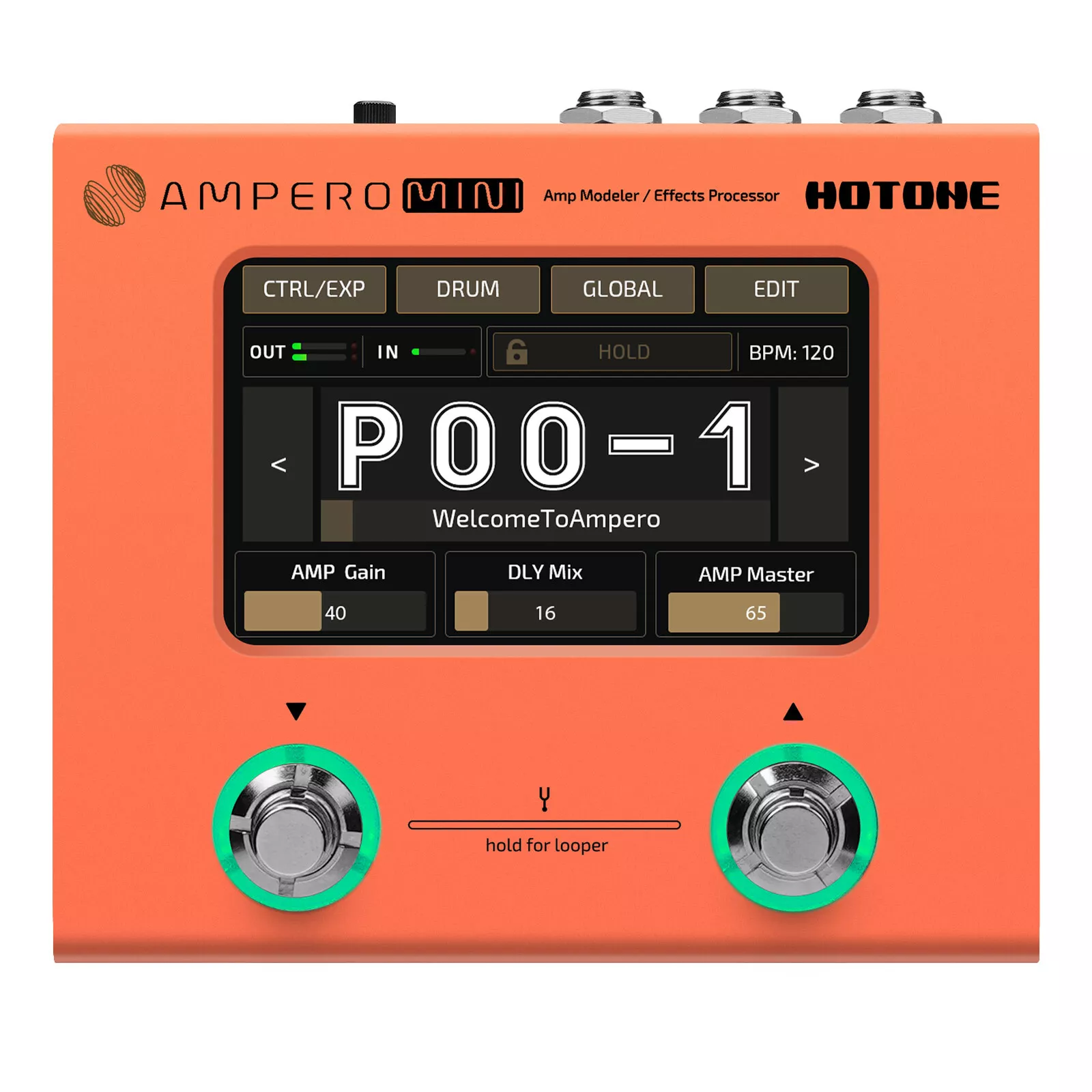 Hotone Ampero Mini (Orange) MP-50 Amp Modeler & Effects Processor