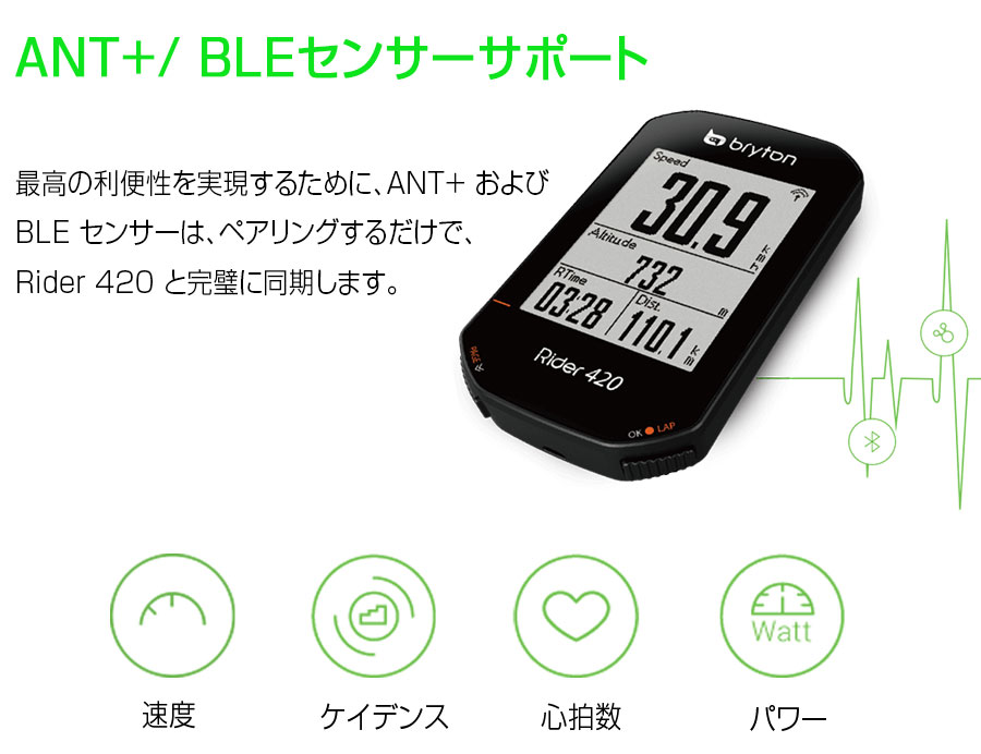 bryton（ブライトン）Rider420T ケイデンス・心拍センサー付属 送料無料