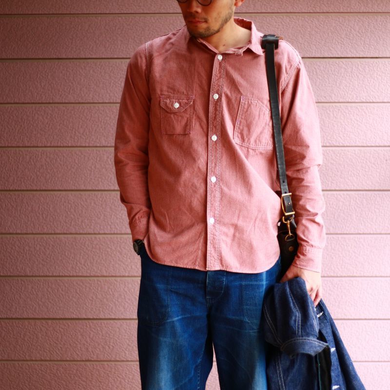 TCB jeans TCBジーンズ Catlight Shirts Covert Red Chambray 5.2oz