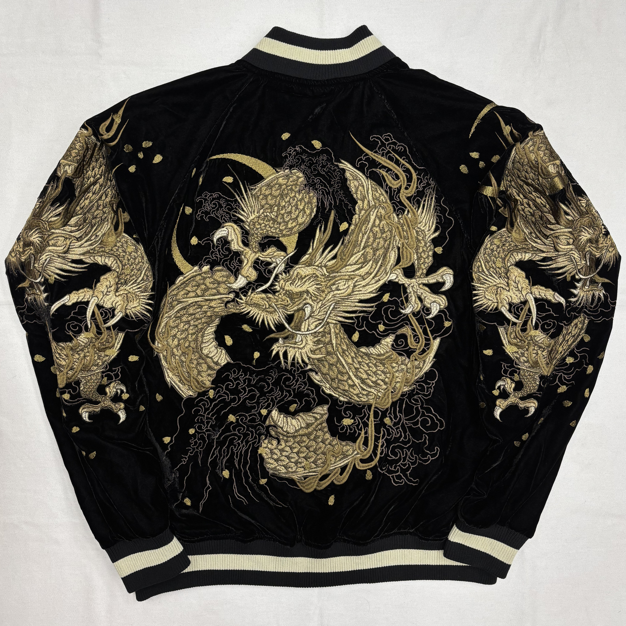 スカジャン 別珍 2XL 龍 富士山 刺繍 BTS SUGA 着用デザイン 黒 SUGA