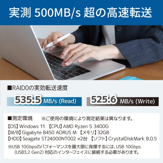USB 10Gbps RAIDケース（3.5インチHDD 2台用） RS-EC32-R10G｜ラトック