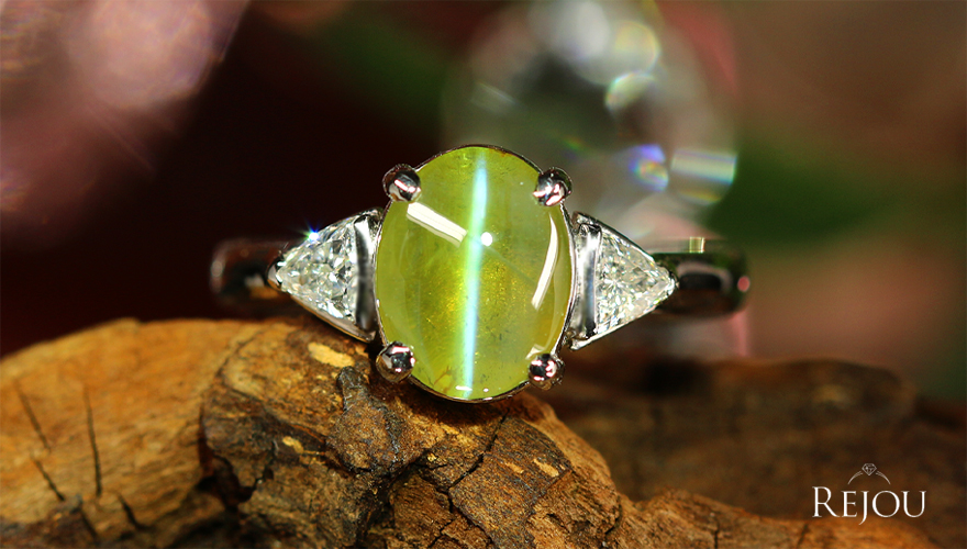 クリソベリルキャッツアイ 3.1ct ダイヤモンド 0.3ct プラチナ リング