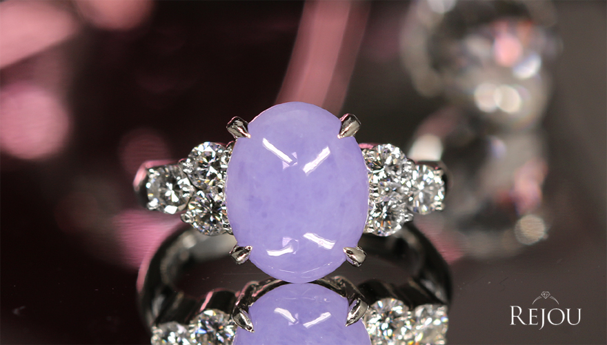 ラベンダー翡翠(ヒスイ) ダイヤモンド 0.6ct プラチナ リング(指輪