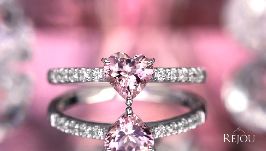 ハートシェイプモルガナイト 0.5ct ダイヤモンド プラチナ リング(指輪