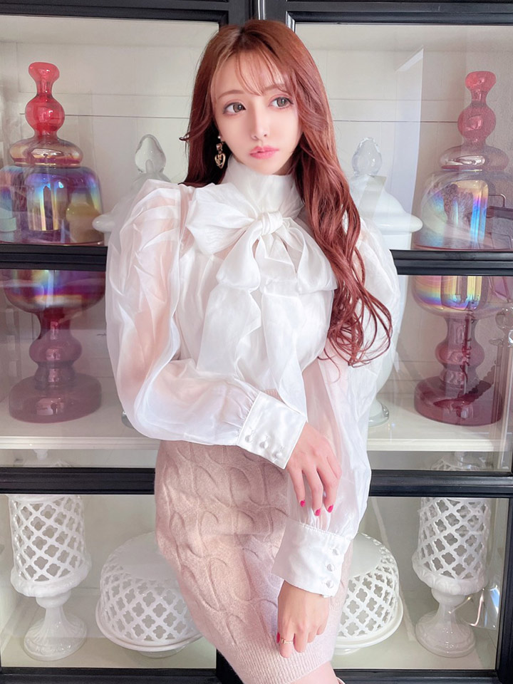 オーガンジーリボンブラウス - Riina couture