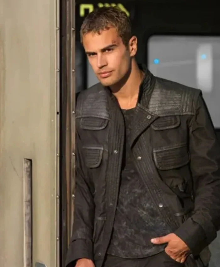 Divergent Theo James Flap Pockets Black Jacket - William Jacket