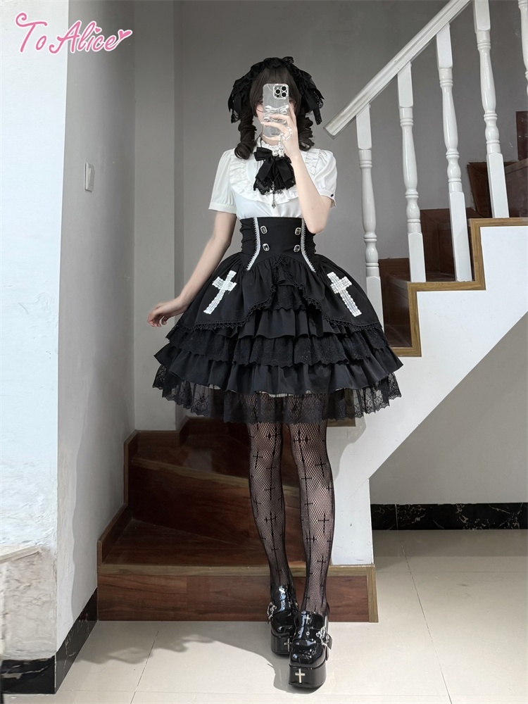 BlackShamrock】 F174クロスコルセットシルエットスカート - To Alice