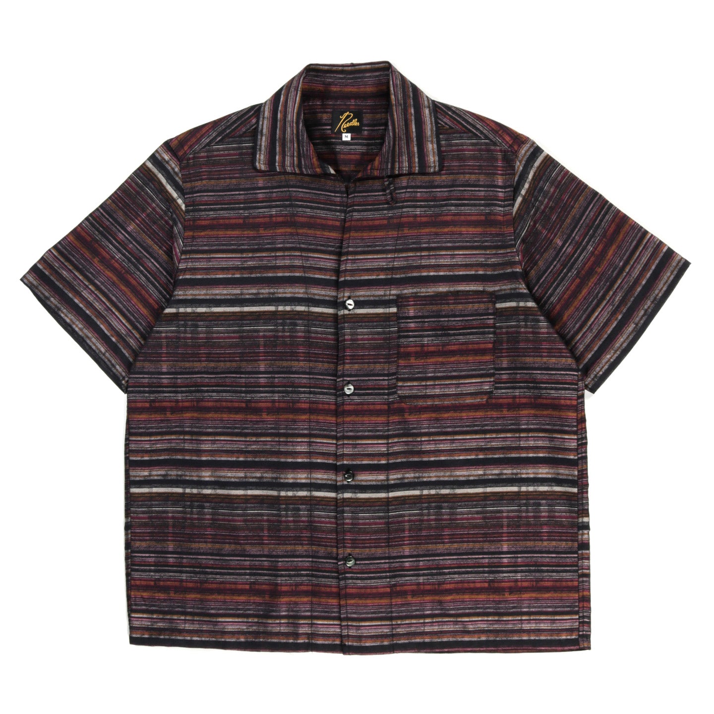 NEEDLES S/S ITALIAN COLLAR SHIRT MULTI STRIPE JACQUARD BLACK