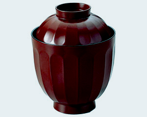 木質］菊型小吸物椀吟朱(蓋付の汁椀(漆器・樹脂・木製))|食器通販の陶磁庵