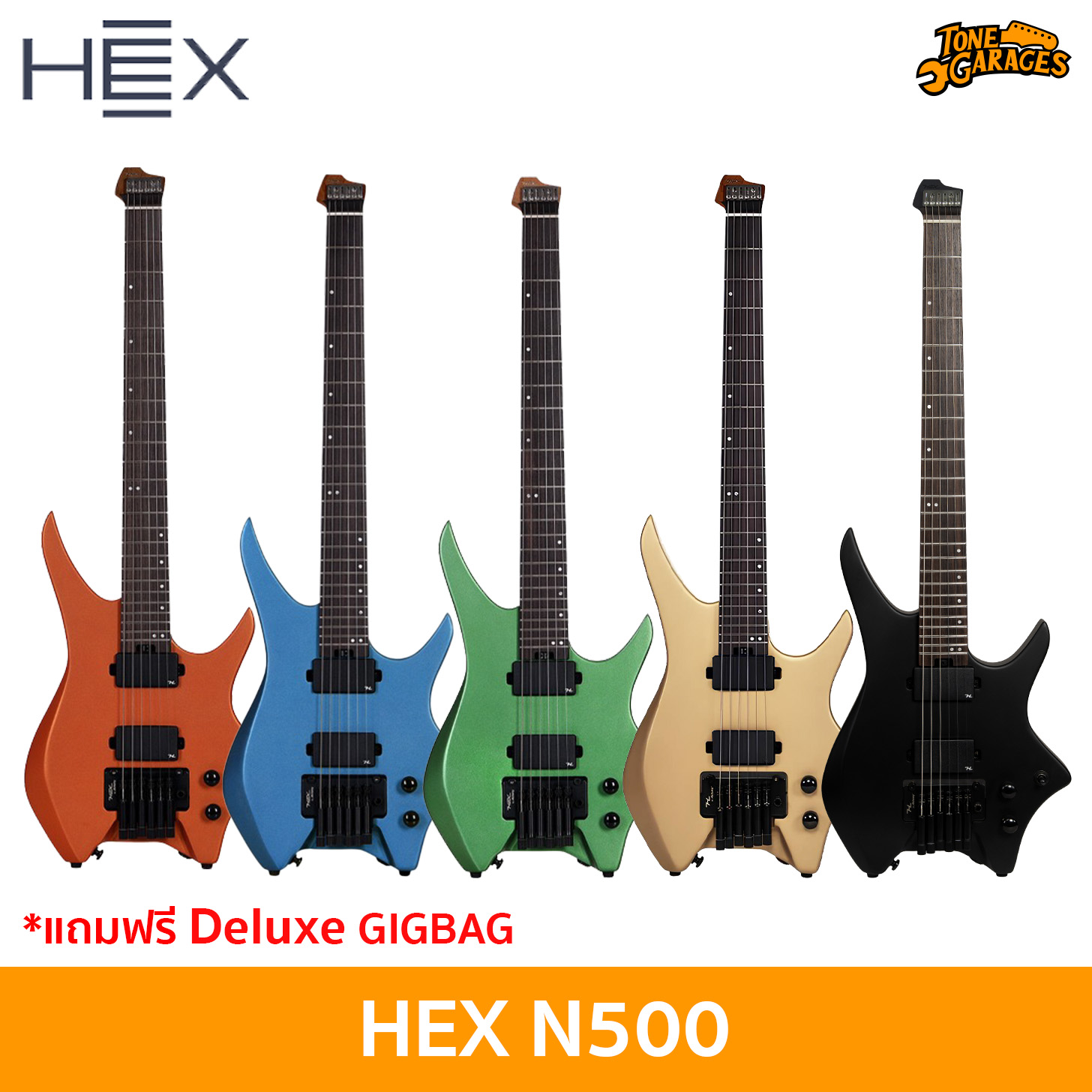 HEX N500 Headless Electric Guitar with Gigbag – Tone Garages
