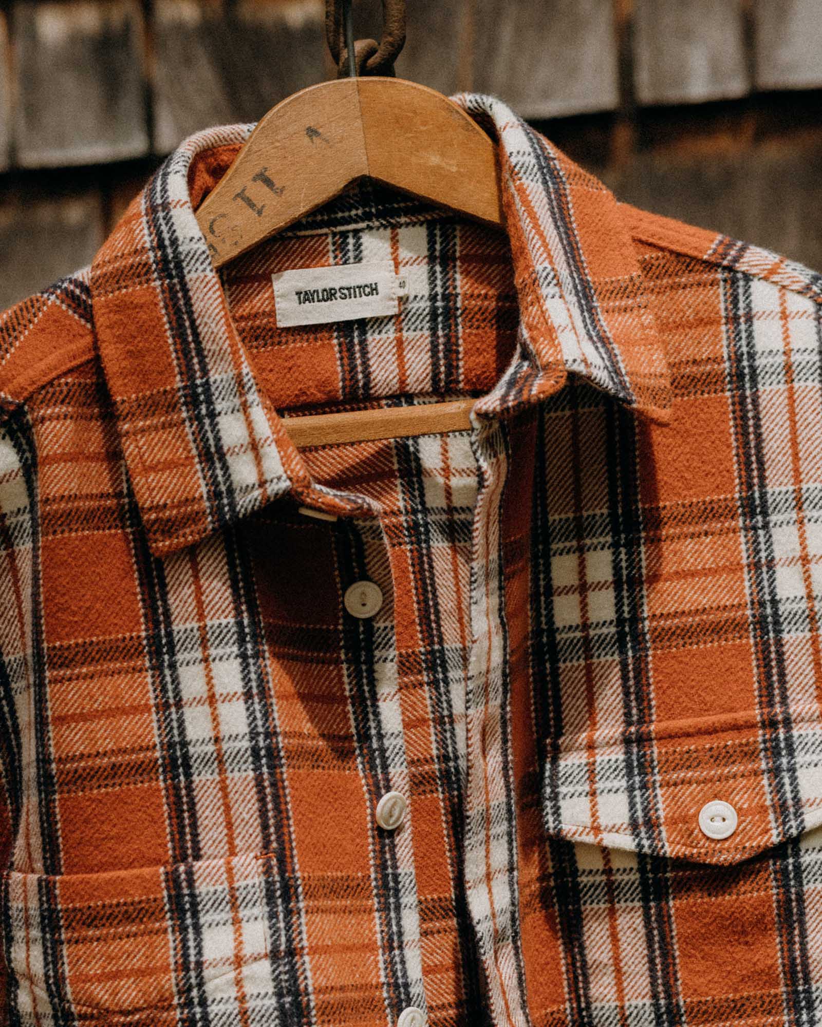 The Crater Shirt in Brick Plaid | Taylor Stitch