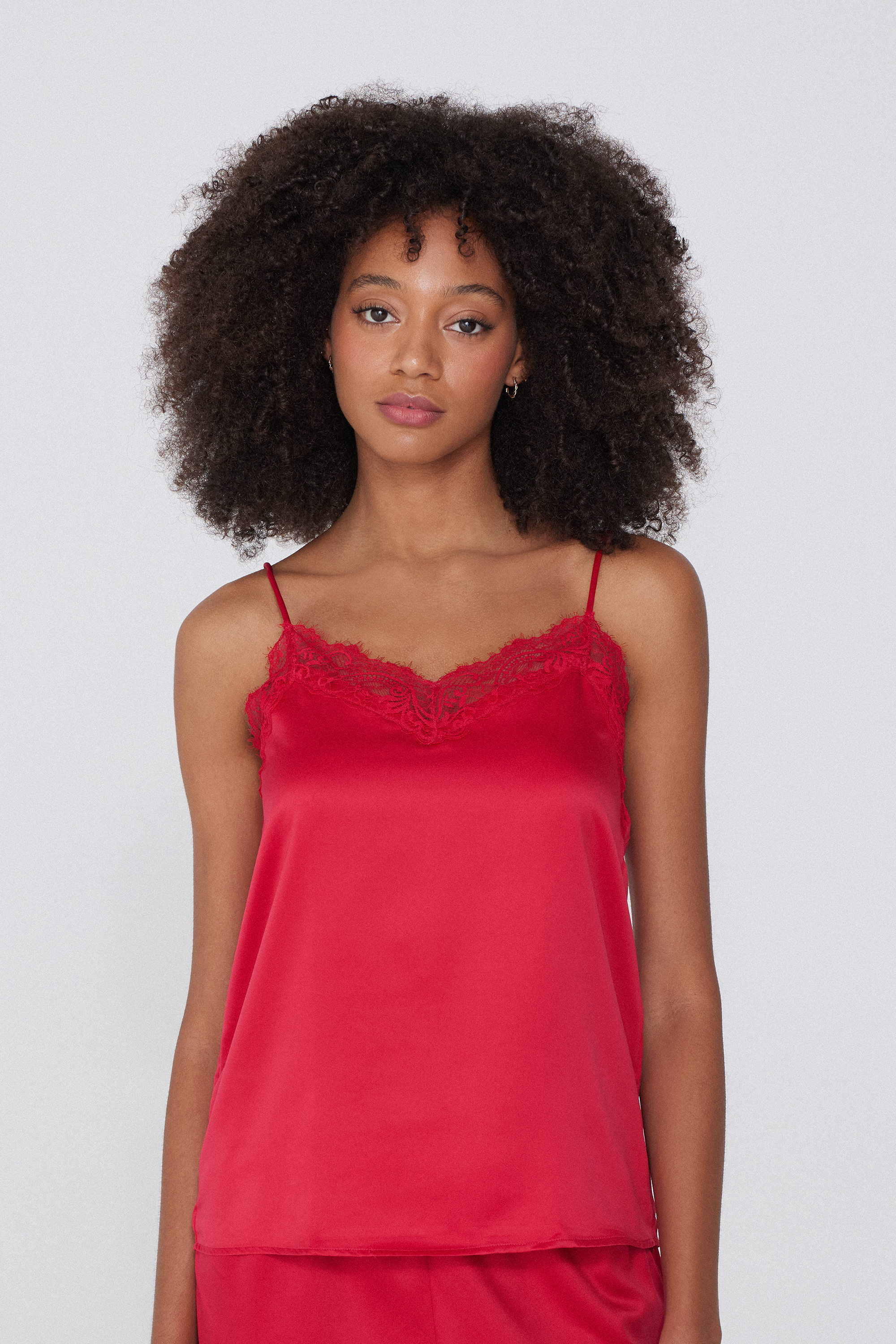 Lace Satin Spaghetti Tank Top | Tezenis