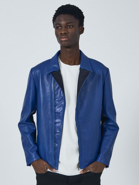 マ*ロ様 PAUL SMITH シングルライダースジャケット 青 マ*ロ様 PAUL