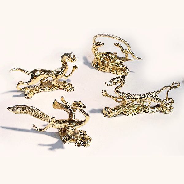 四神獣(青龍 朱雀 白虎 玄武：鍍金) セット - 横浜中華街天宝堂本店