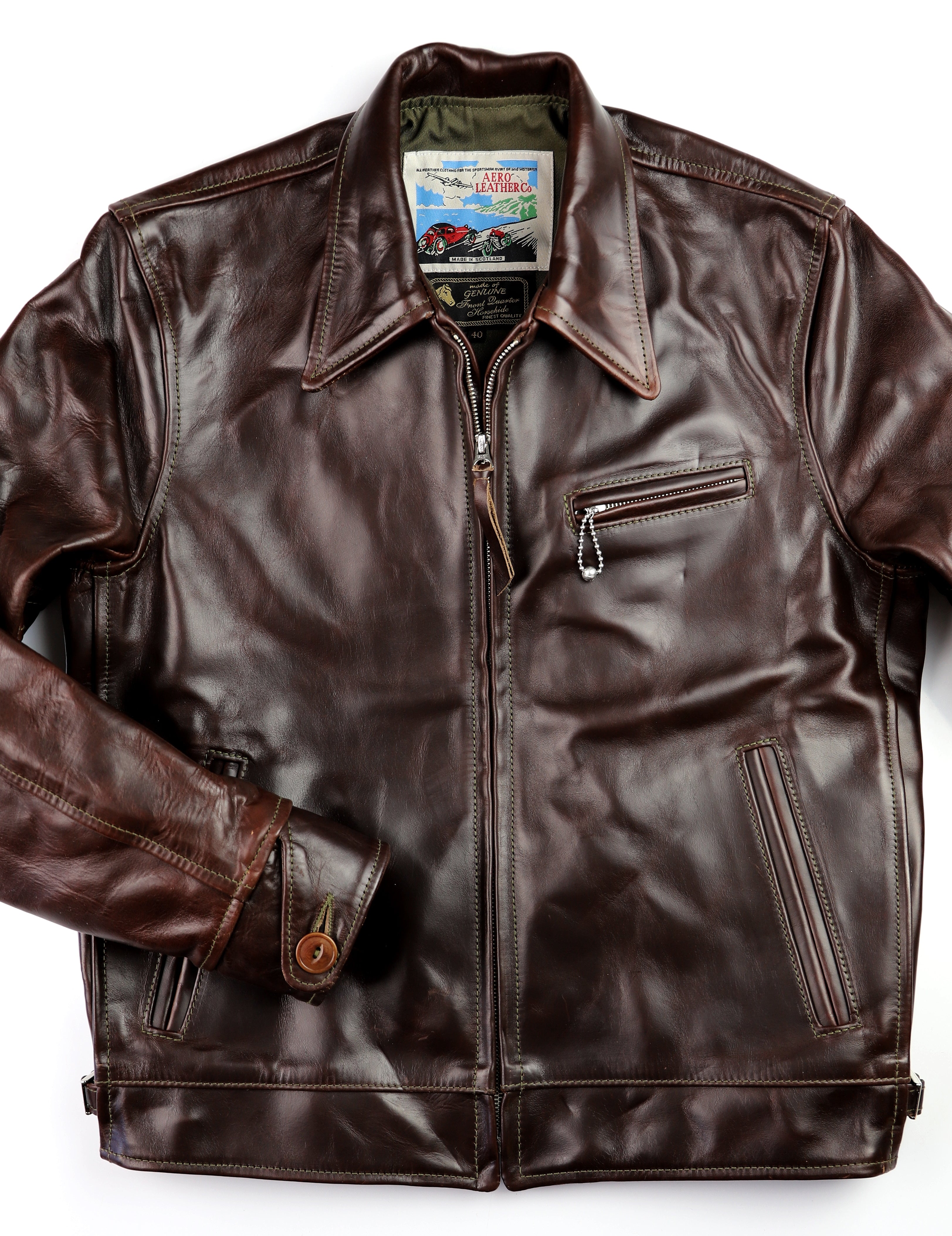 Aero Premier Highwayman, sz 40, Brown CXL Horsehide – Thurston