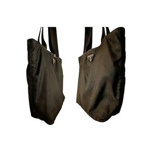Prada Tessuto Triangle Logo Nylon Tote Black - TheRelux.com