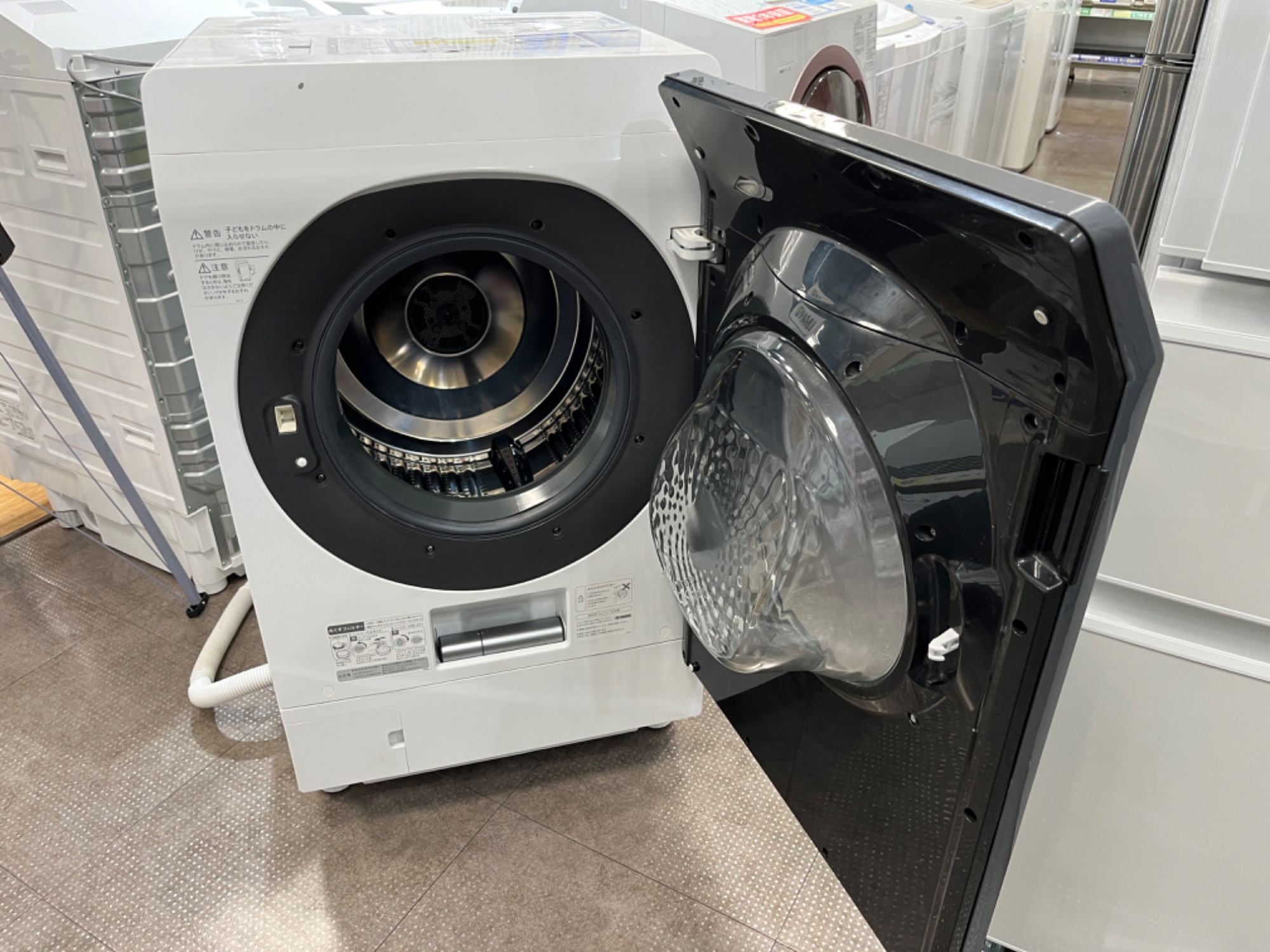 運搬取付無料！クリスタルホワイト純正シャープドラム電機洗濯乾燥機