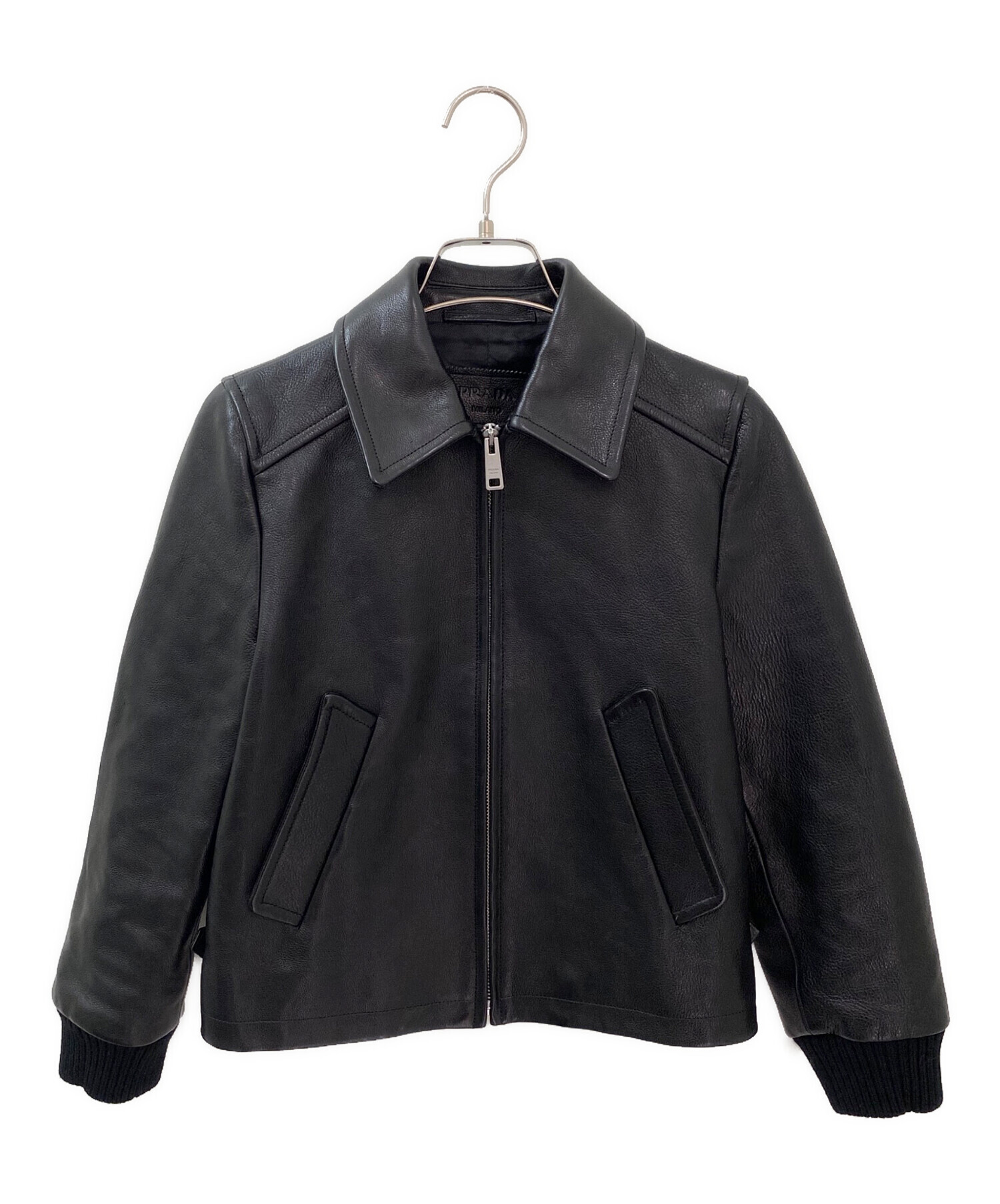 中古・古着通販】PRADA (プラダ) レザージャケット ブラック サイズ:36