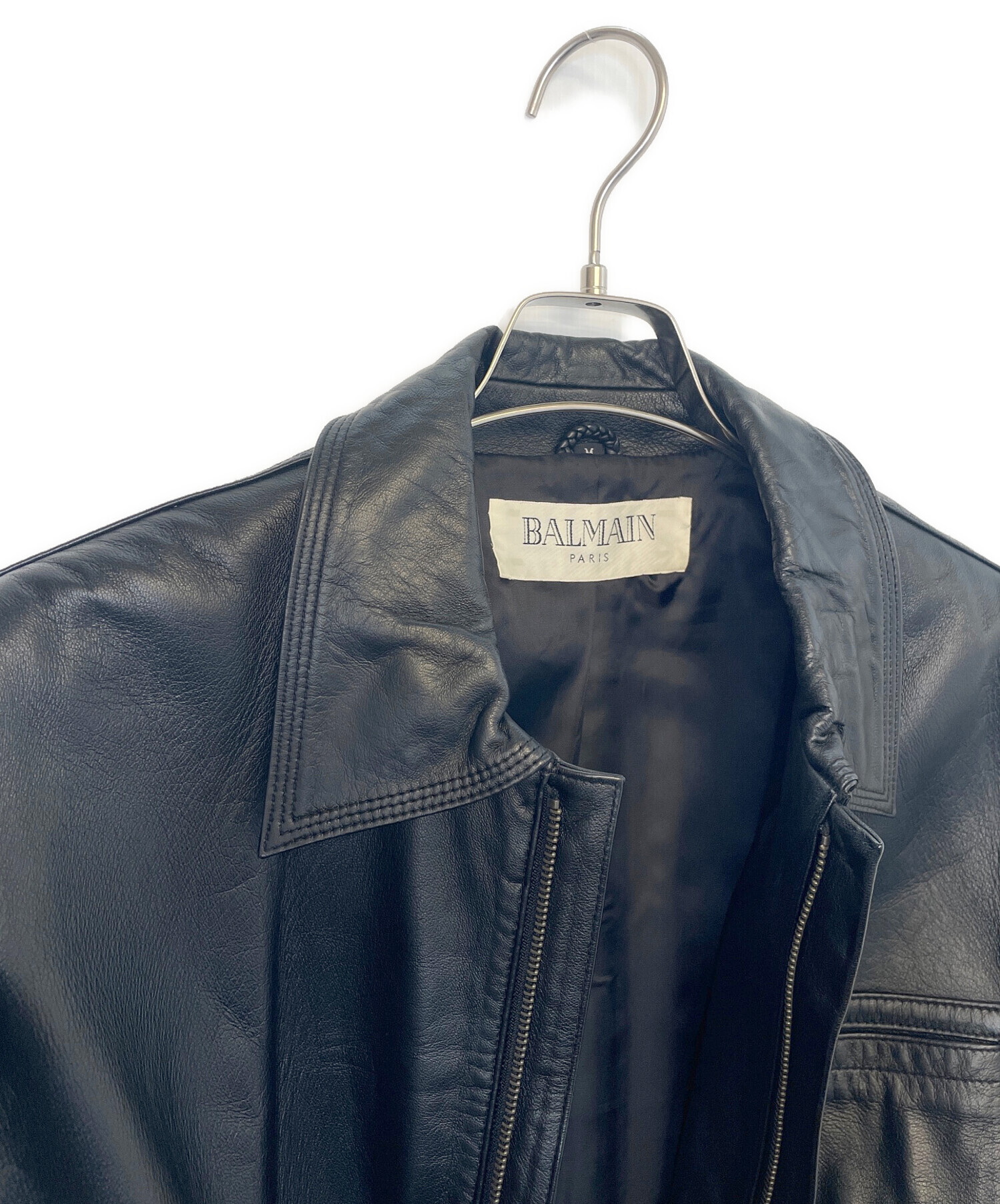 中古・古着通販】BALMAIN (バルマン) ラムレザージャケット ブラック