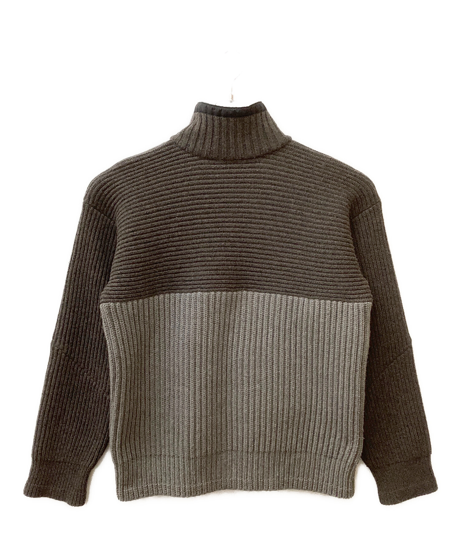 中古・古着通販】sacai (サカイ) ニットブルゾン ブラウン×ブラック