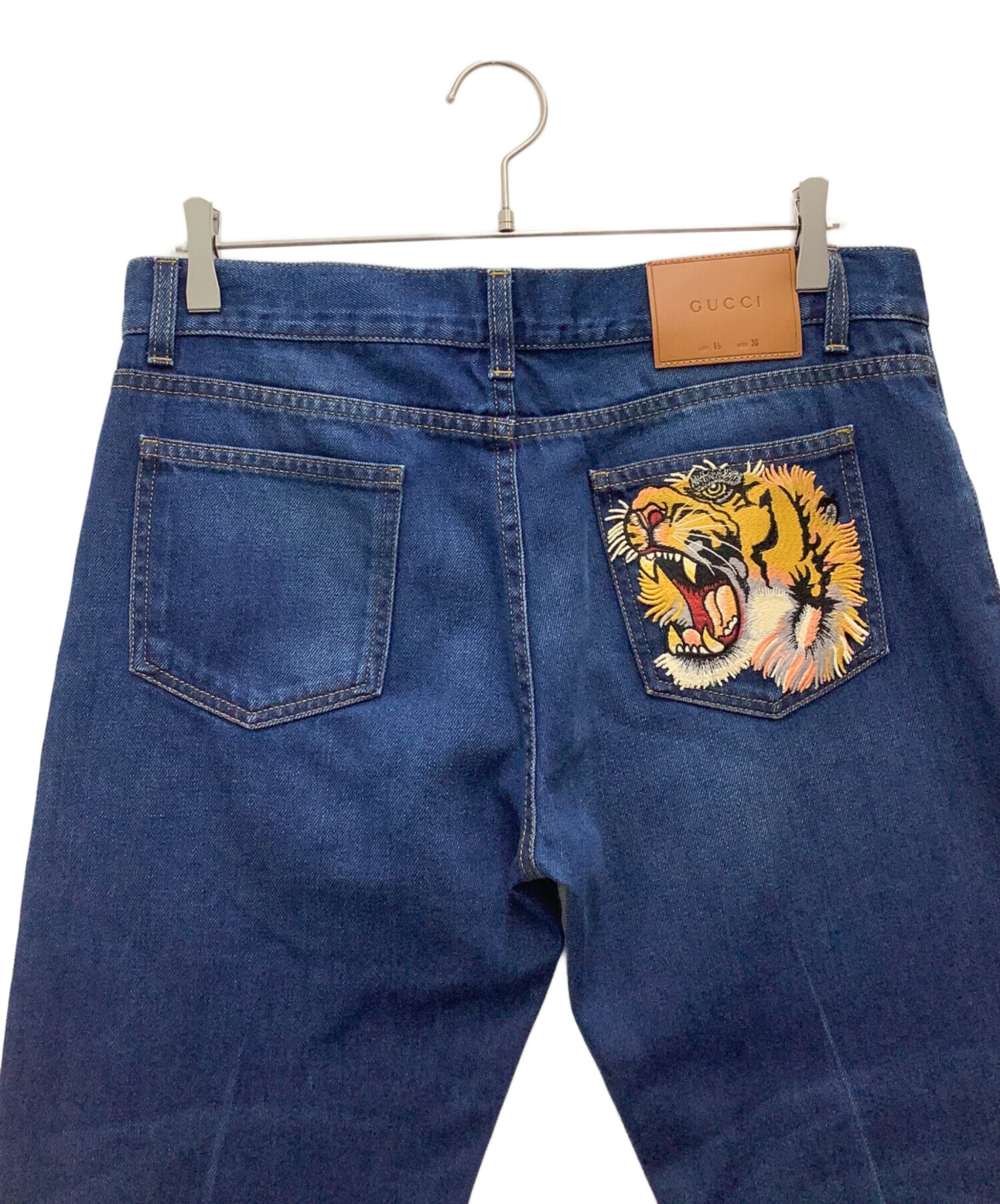 中古・古着通販】GUCCI (グッチ) デニムパンツ タイガーフラワー刺繍