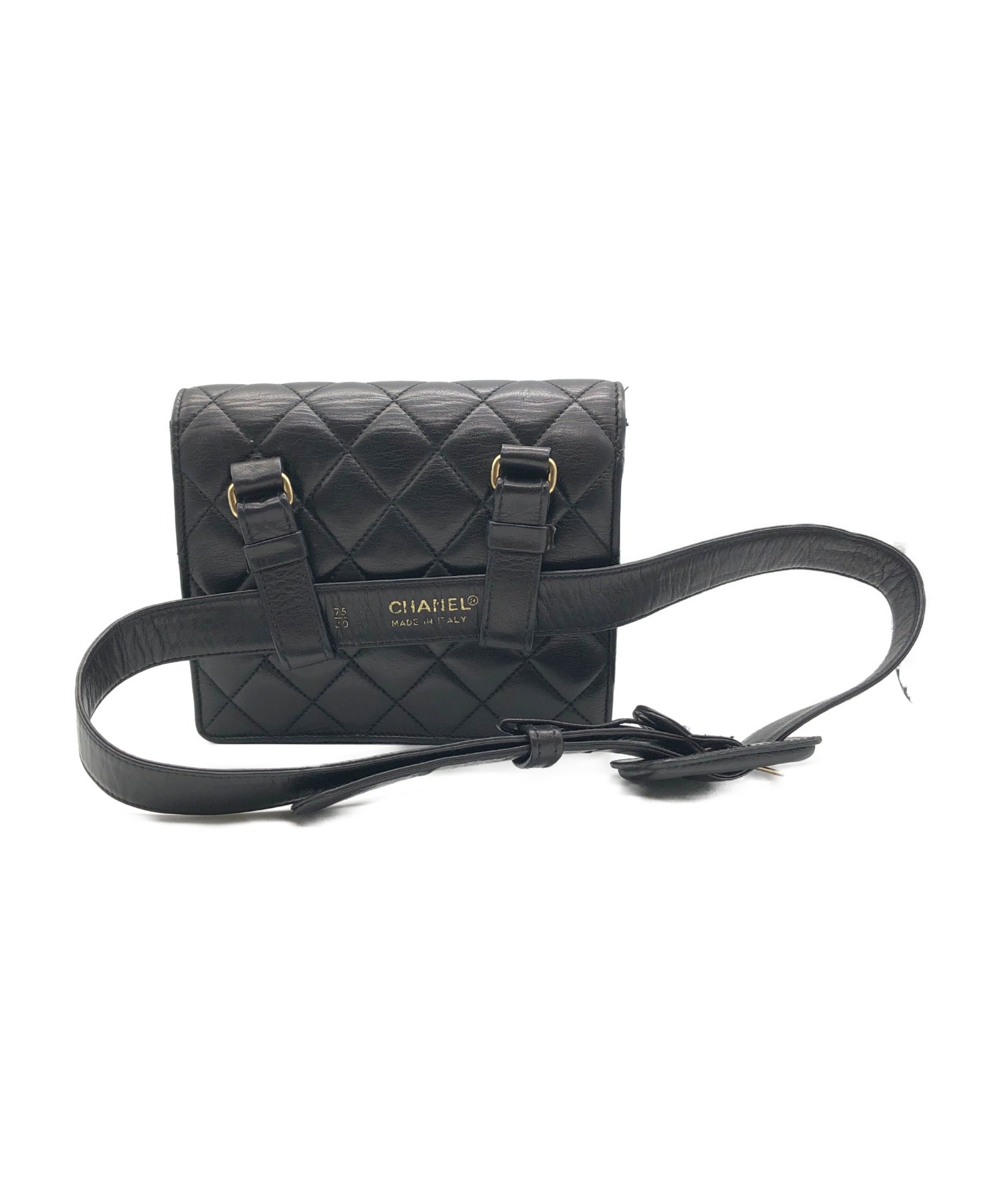 中古・古着通販】CHANEL (シャネル) ウエストポーチ ブラック サイズ