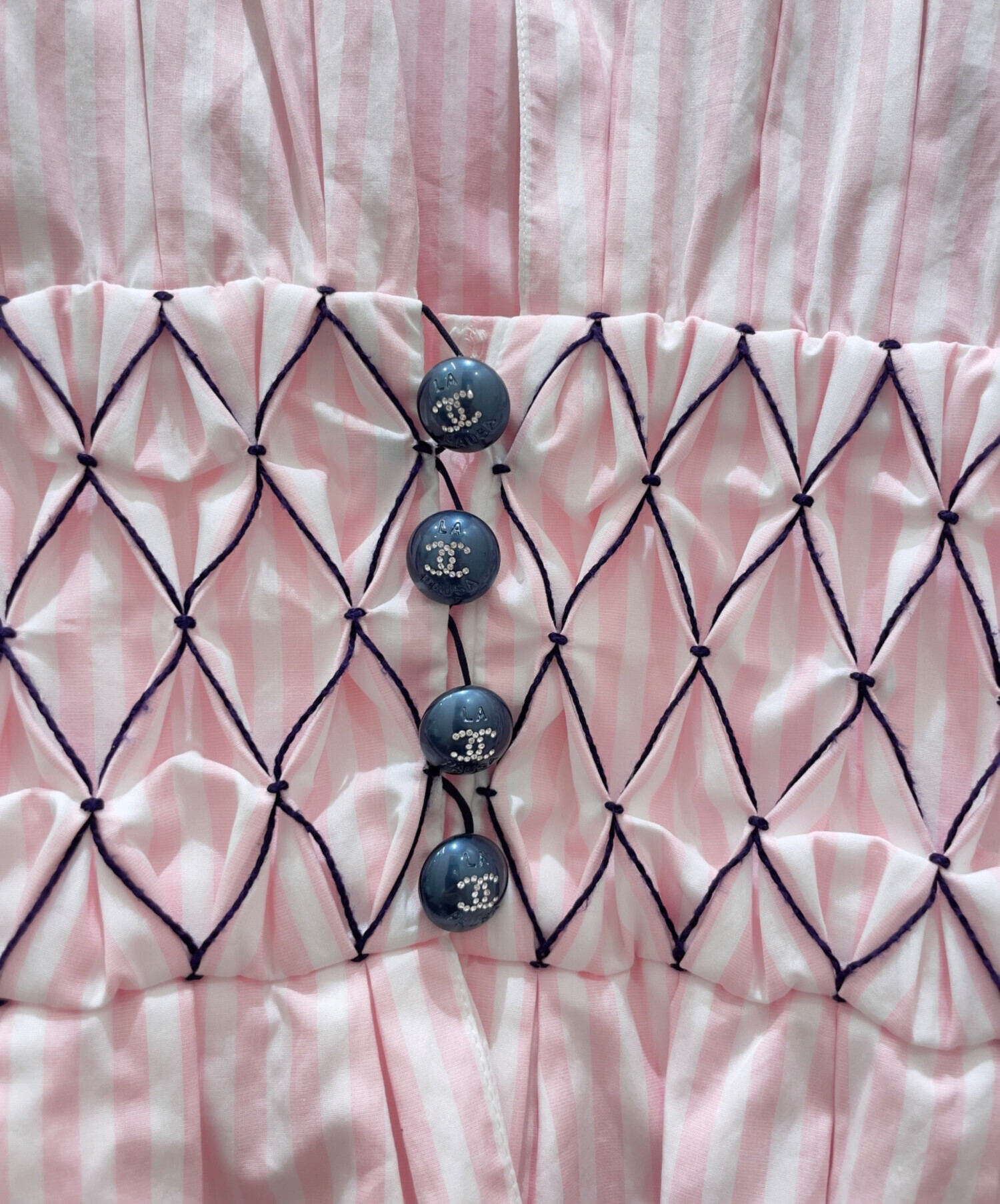 中古・古着通販】CHANEL (シャネル) ココボタンギャザーシャツ ピンク