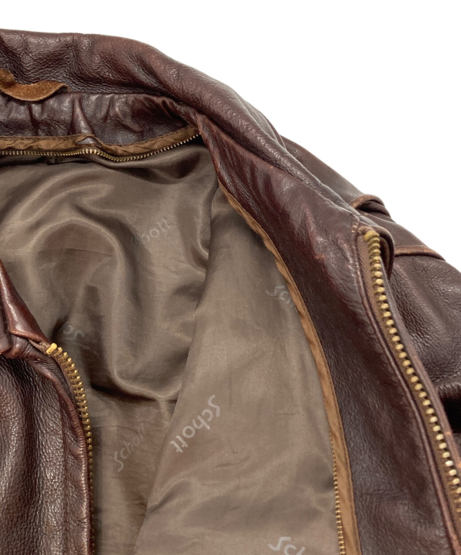中古・古着通販】Schott (ショット) レザージャケット ブラウン サイズ
