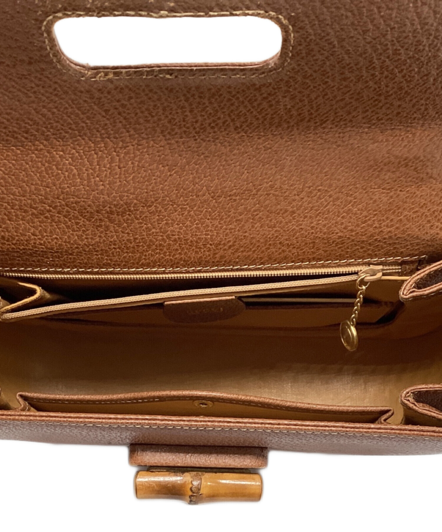 中古・古着通販】GUCCI (グッチ) バンブーターンロックバッグ ブラウン
