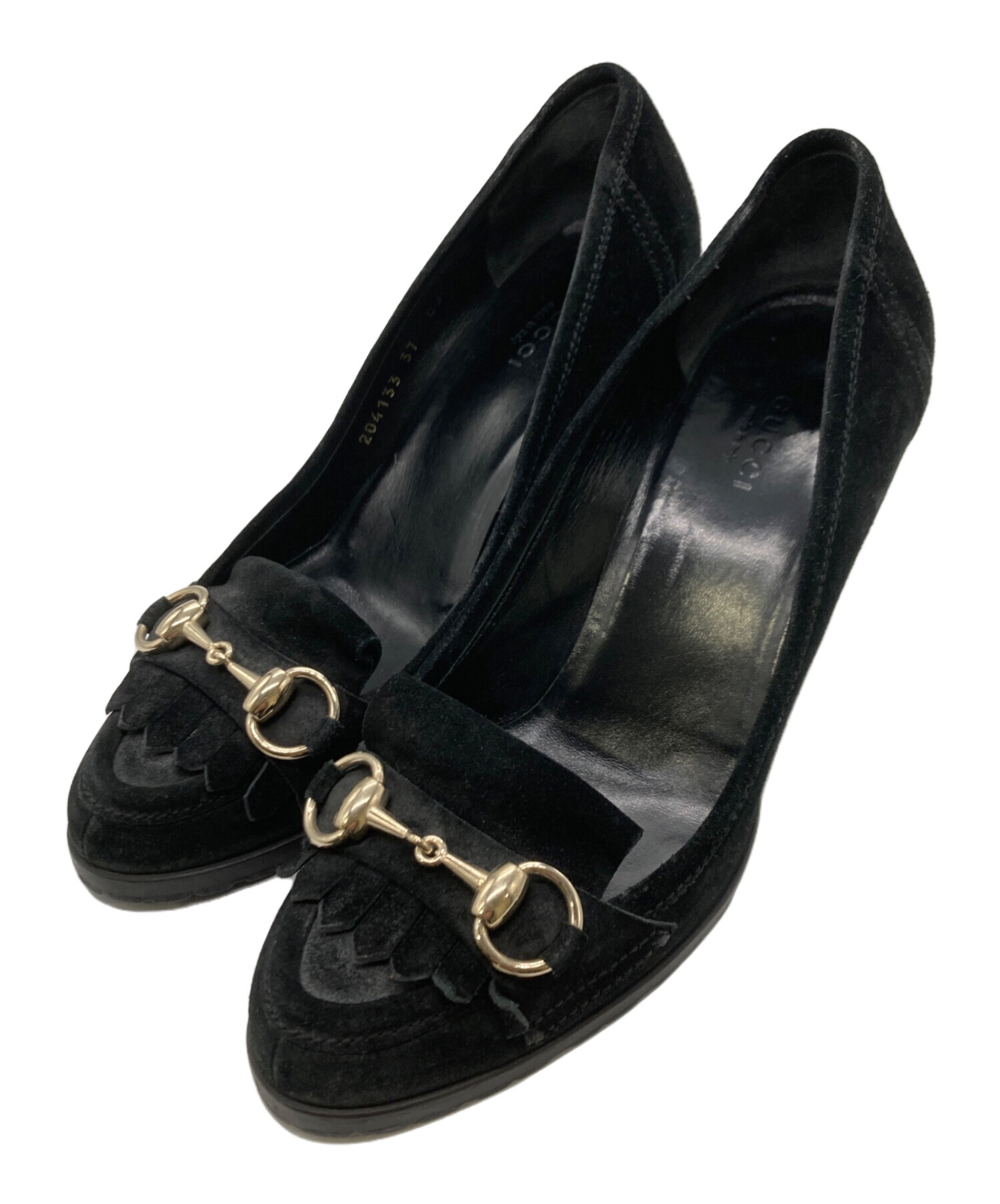 中古・古着通販】GUCCI (グッチ) スウェードパンプス ブラック サイズ