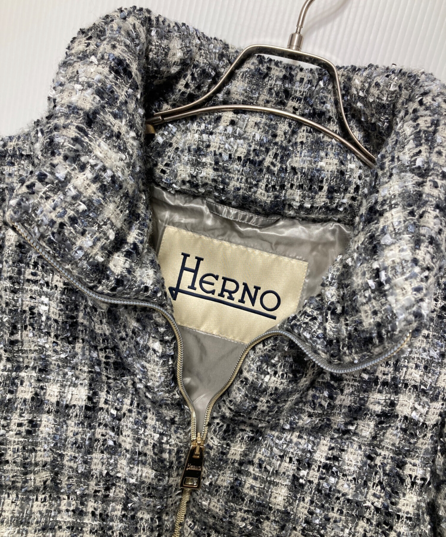 中古・古着通販】HERNO (ヘルノ) ツイードショートダウン グレー