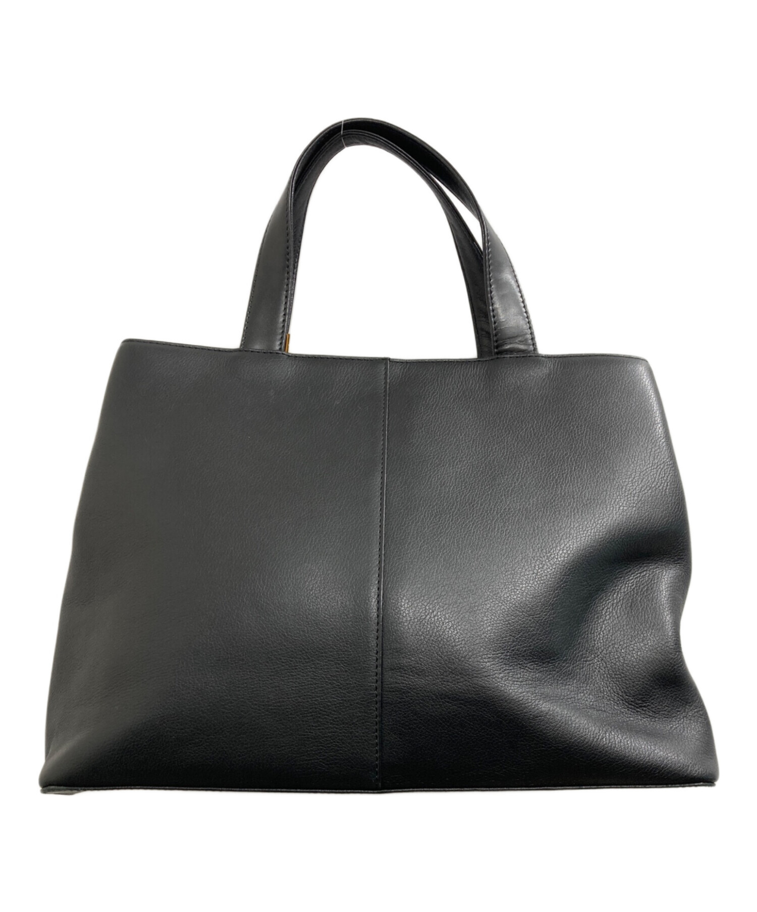 中古・古着通販】BURBERRY (バーバリー) レザーハンドバッグ ブラック