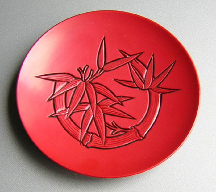 漆器=堆朱銘々皿（五清）（皿・プレート類）