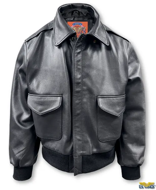 US Wings® Cooper Original™ A-2 Black Leather Bomber Jacket - US Wings