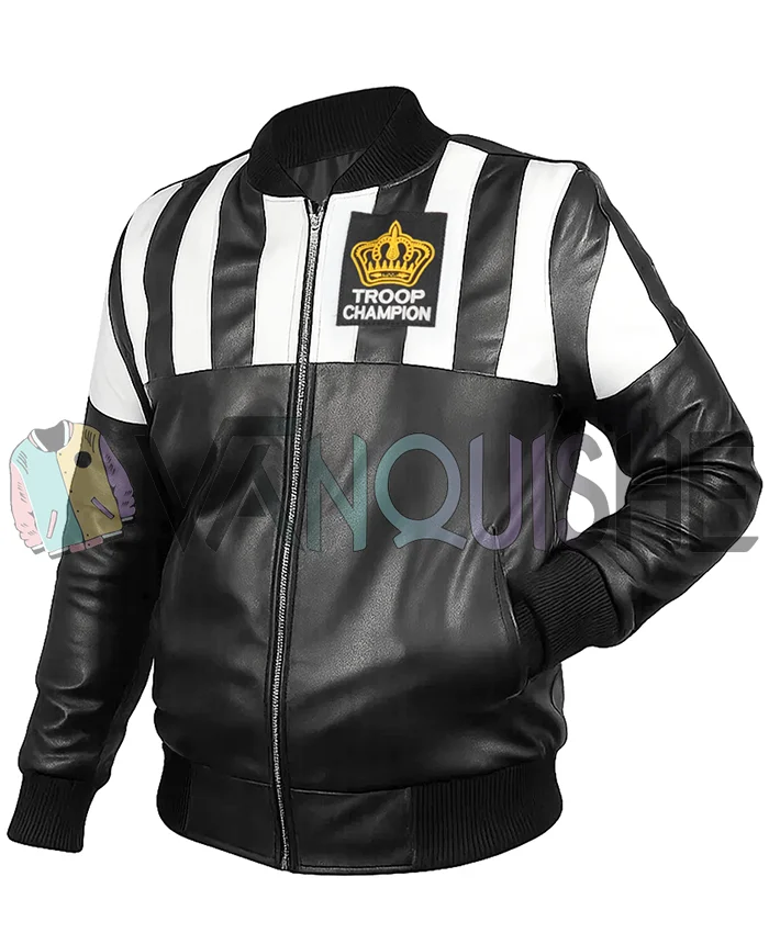Shop Champion Black Leather Troop Jacket For Men and Women - Vanquishe