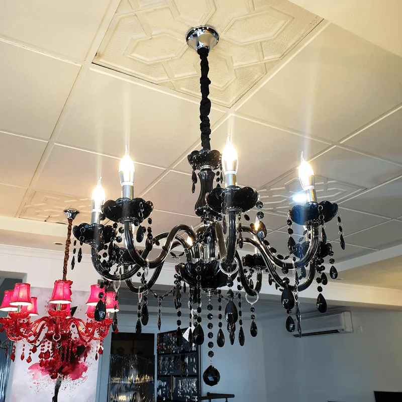 8 Bulbs Crystal Black Chandelier CH12 | Black Lighting • Yiassu.com