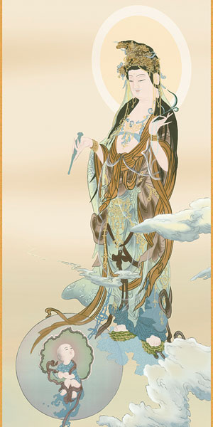 仏書・仏画の掛け軸 斎藤悦山作 悲母観音