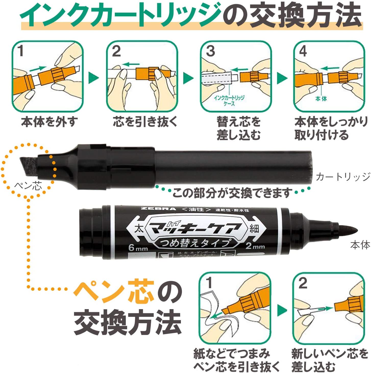 ハイマッキーケア用インクカートリッジセット 黒(黒): 替芯【公式