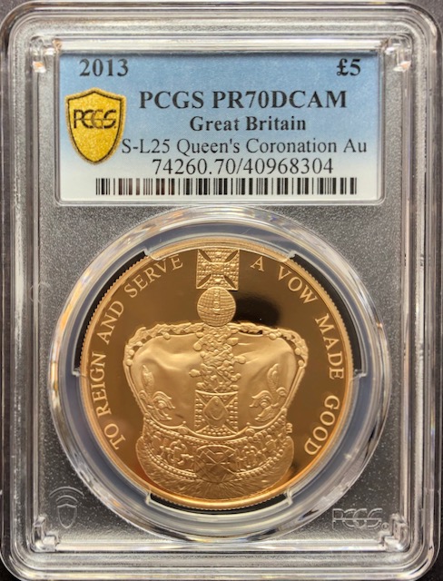 イギリス2013年王冠5ポンド金貨PCGS PR70DCAM | PREMIUM GOLD COIN