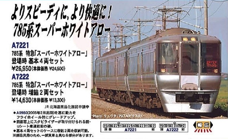 MA 785系 特急「スーパーホワイトアロー」 登場時 増結2両セット 品番