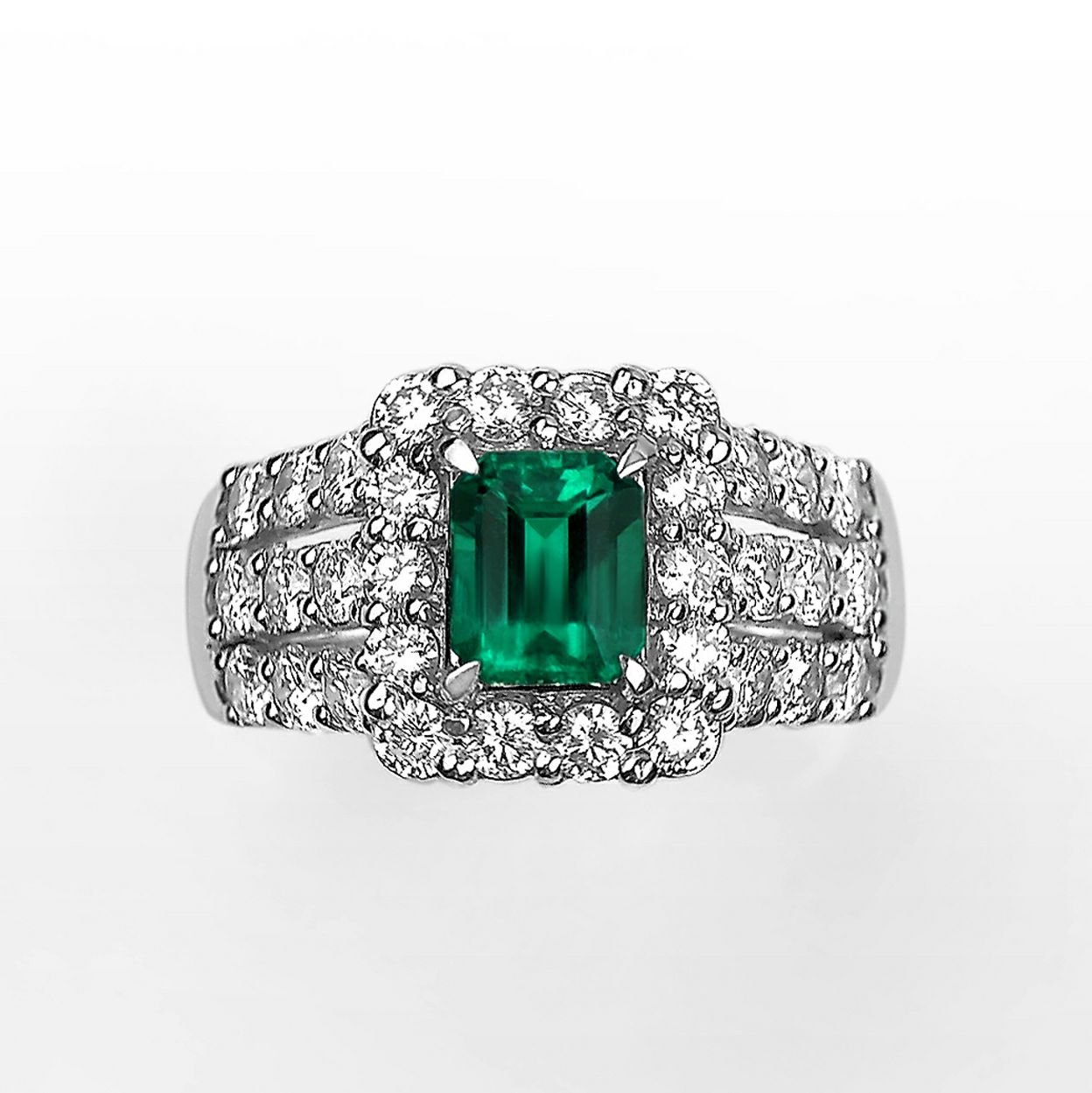 コロンビア産無処理エメラルド(ノンオイル)0.79ctプラチナリングダイヤ