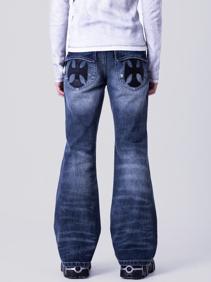 Double Cross Flare Denim Pants – YZ